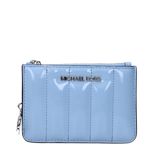 Wallet by Michael Kors for women in ostrich leather light-blue features a streamlined silhouette, showcasing the streamlined Ostrich Leather Wallet design with sophisticated coin-purse for a premium look.