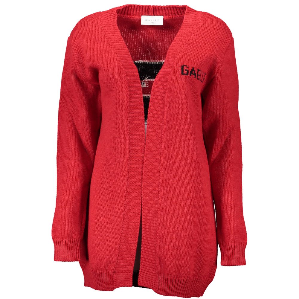 Cardigan by Gaelle Paris for women in cotton brown & red features an crisp silhouette, showcasing a sophisticated and detail for a truly crisp finish.