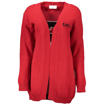 Cardigan by Gaelle Paris for women in cotton brown & red features an crisp silhouette, showcasing a sophisticated and detail for a truly crisp finish.