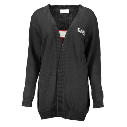 Cardigan by Gaelle Paris for women in wool black features an impeccable silhouette, showcasing a sophisticated and detail for a truly impeccable finish.