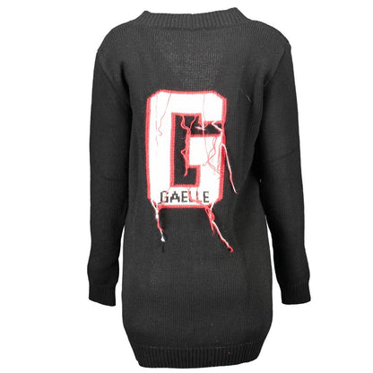 Cardigan by Gaelle Paris for women in wool black showcases a captivating silhouette, artfully detailed with a captivating and for a truly sophisticated captivating look.