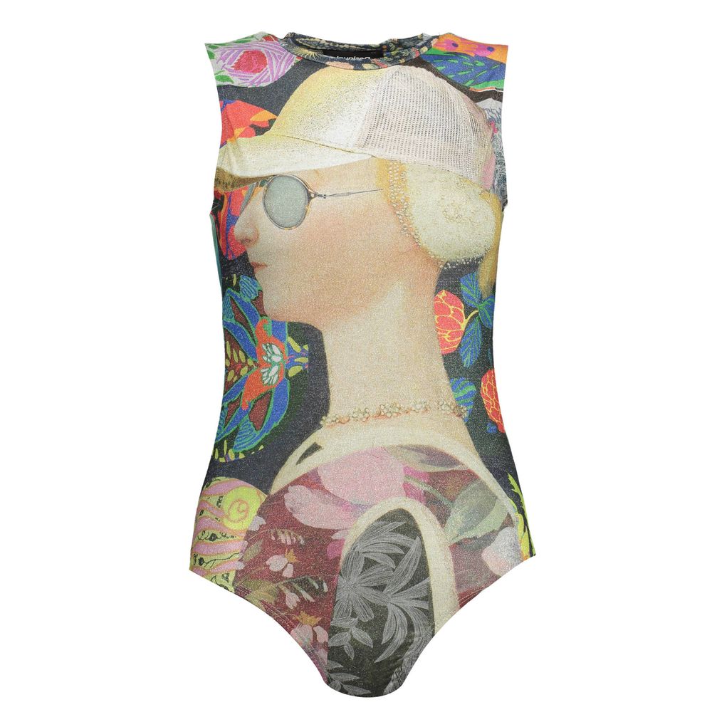 Bodysuit by Desigual for women in polyester green features an exquisite silhouette with a refined high-collar neckline and exquisite sleeveless detailing.