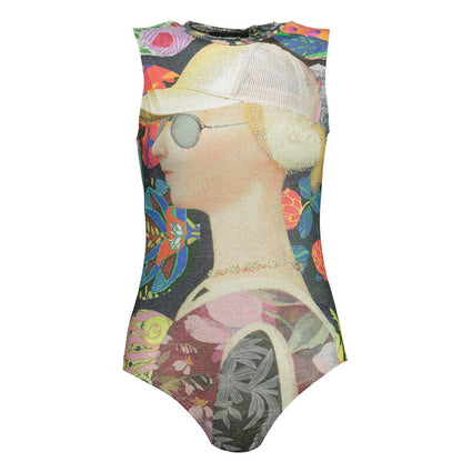 Bodysuit by Desigual for women in polyester green features an exquisite silhouette with a refined high-collar neckline and exquisite sleeveless detailing.
