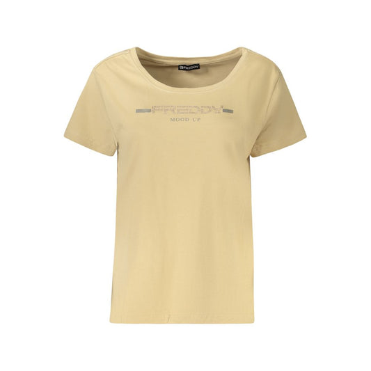 T-Shirt by Freddy for women in cotton & rhinestone beige & print features a plush silhouette, showcasing a sophisticated wide-neck neckline and for a truly plush finish.