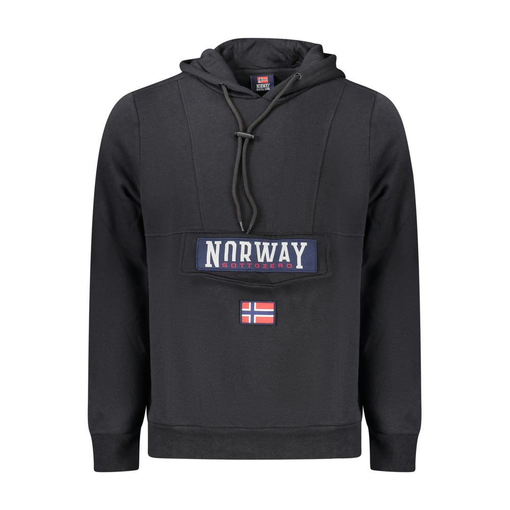 Hooded Sweatshirt Hoodie by Norway 1963 for men in cotton black features an dramatic silhouette, showcasing a sophisticated hooded neckline and dramatic for a refined, modern aesthetic.
