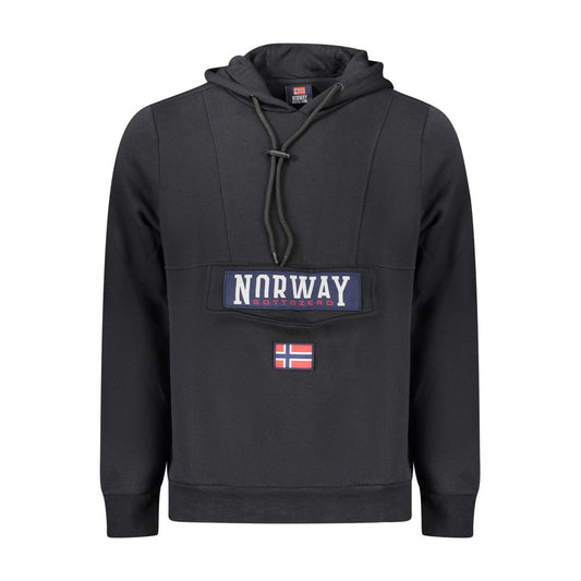 Hooded Sweatshirt Hoodie by Norway 1963 for men in cotton black features an dramatic silhouette, showcasing a sophisticated hooded neckline and dramatic for a refined, modern aesthetic.