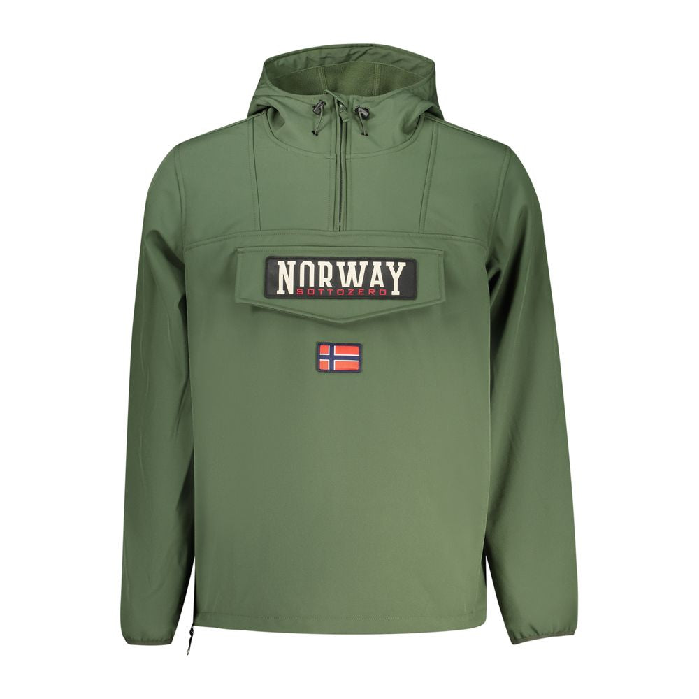 Hooded Windbreaker Jacket by Norway 1963 for men in polyester green features an enduring silhouette, showcasing technical pockets, hooded & windproof and a sophisticated hooded neckline for a truly enduring aesthetic.