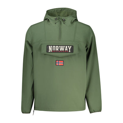 Hooded Windbreaker Jacket by Norway 1963 for men in polyester green features an enduring silhouette, showcasing technical pockets, hooded & windproof and a sophisticated hooded neckline for a truly enduring aesthetic.