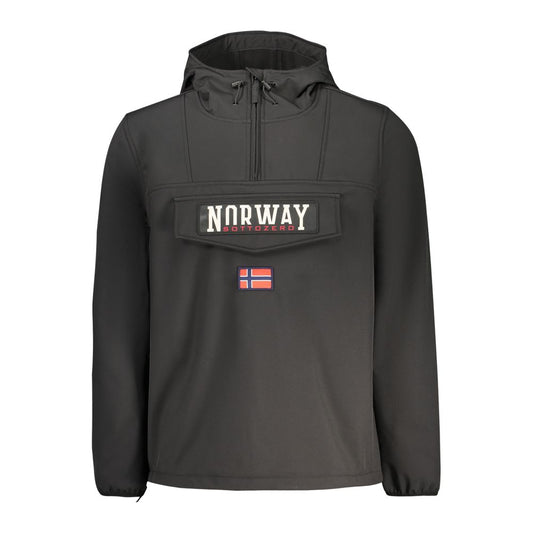 Norway 1963 Men's Softshell Polyester Hooded Windbreaker Jacket - Black