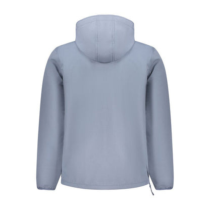Hooded Windbreaker Jacket by Norway 1963 for men in polyester blue features an perennial silhouette with a refined hooded neckline and perennial pockets, hooded & windproof for a sophisticated weather-resistant look.