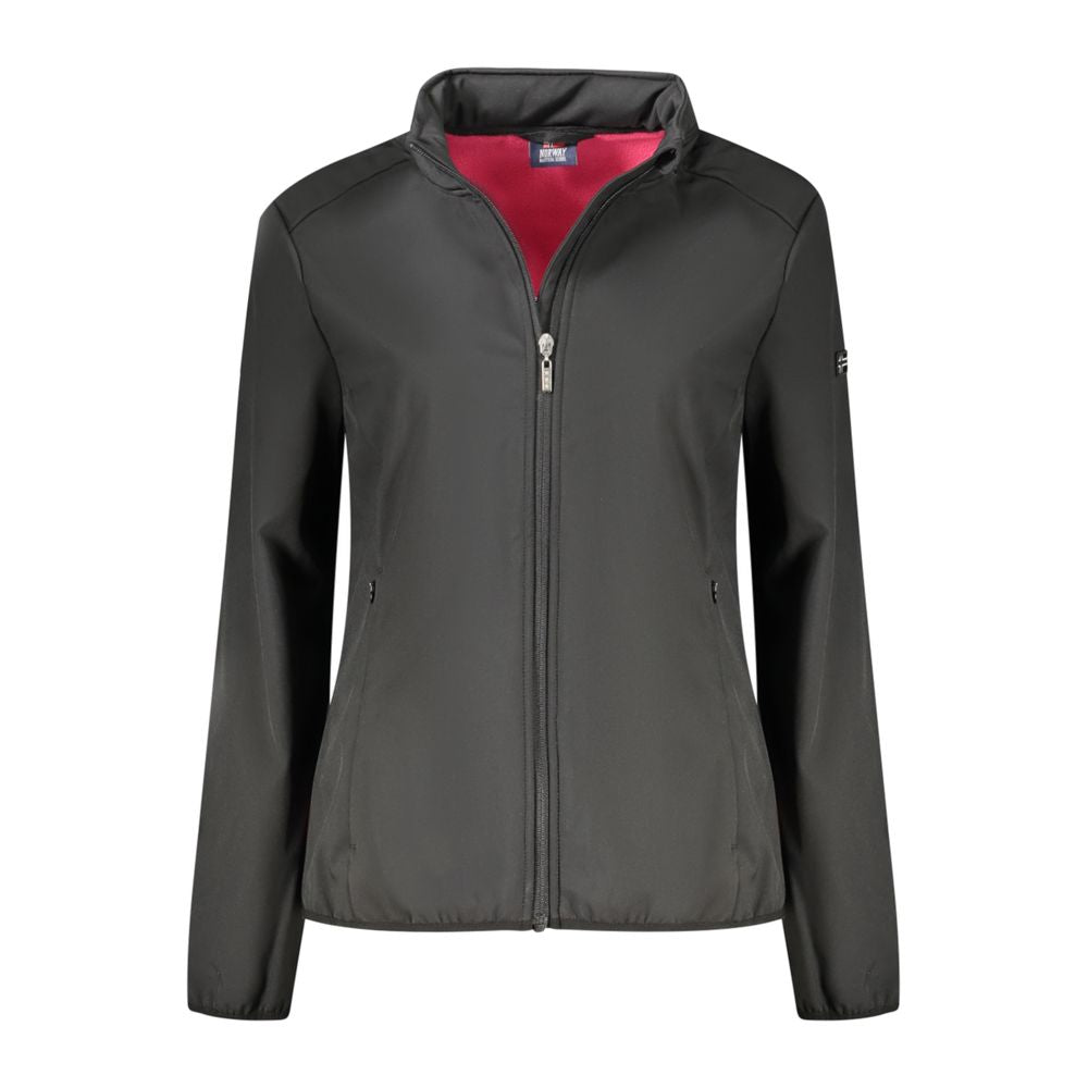 Hooded Windbreaker Jacket by Norway 1963 for women in polyester black features an magnificent silhouette, showcasing the sophisticated hooded neckline and functional pockets, hooded & windproof for a premium, magnificent look.