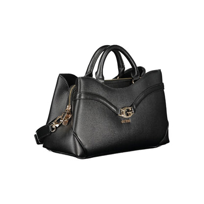 Handbag by Guess Jeans for women in polyethylene black features a refined silhouette, showcasing a secure snap & zipper, organized built-in-compartments, document-holder, external-pockets & internal-pockets, and versatile shoulder-strap, adjustable-strap & handle for a refined finish.