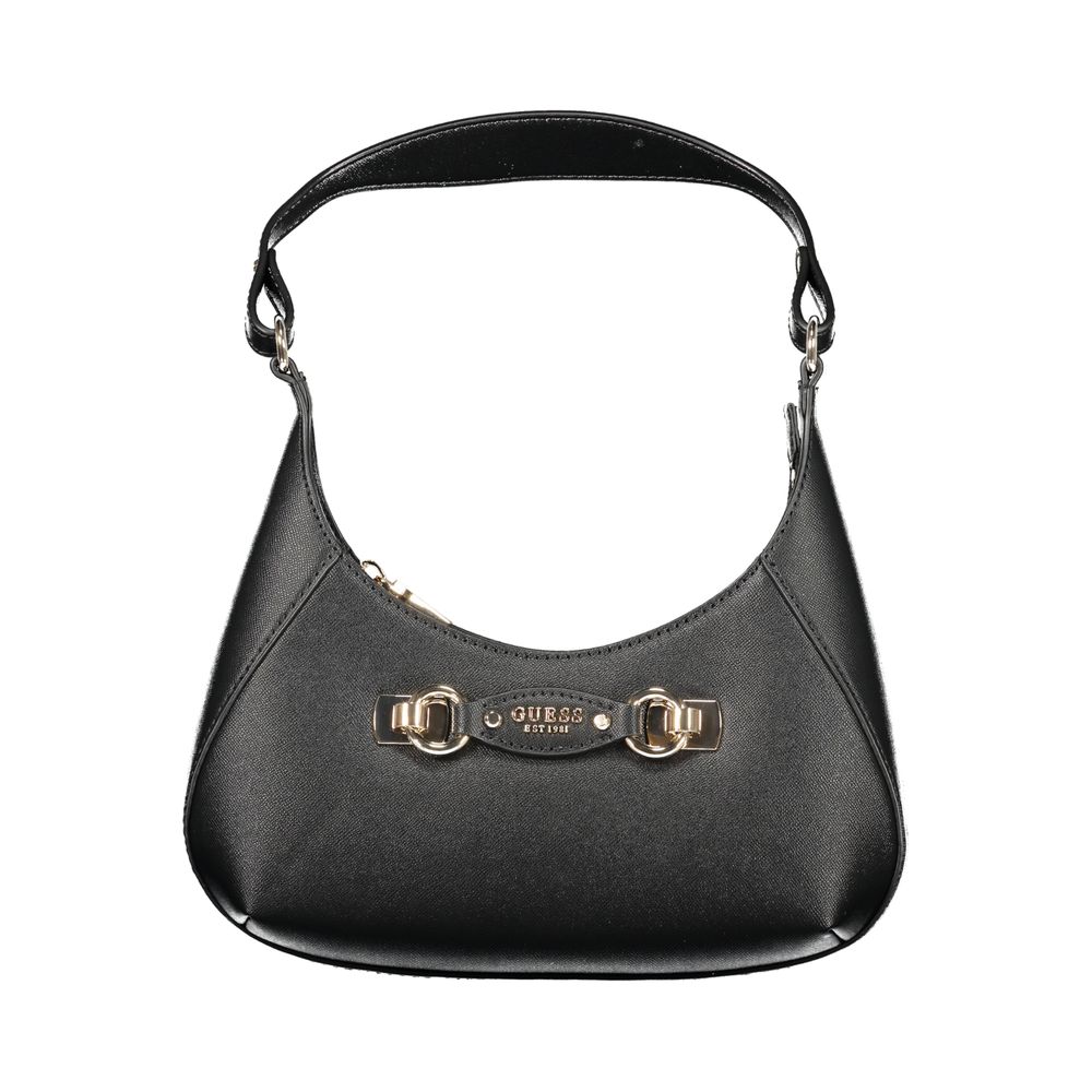 Handbag by Guess Jeans for women in polyethylene black features a refined silhouette, showcasing a secure zipper, organized external-pockets & internal-pockets, and versatile handle for a refined finish.