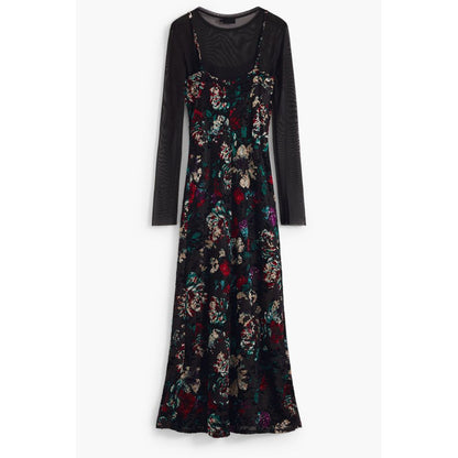 Dress by Desigual for women in polyester black & patterned showcases a striking silhouette, elegantly detailed with a , refined crew neckline, and a striking long for a striking finish.