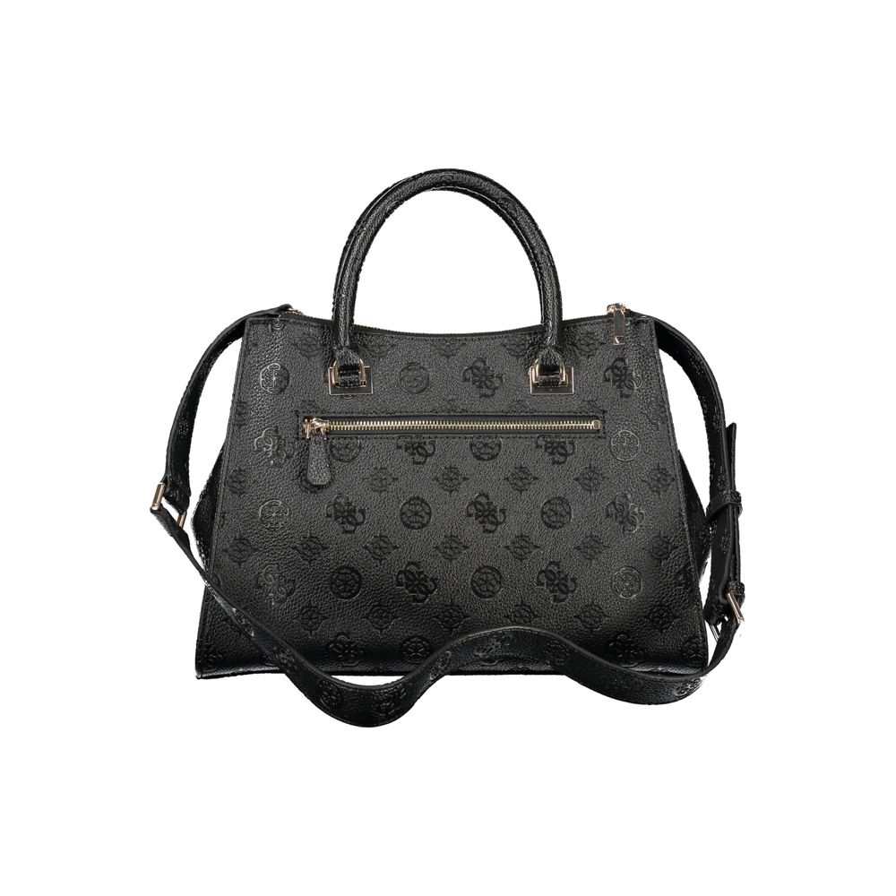 Phone Holder Handbag by Guess Jeans for women in polyethylene black features a ornamental silhouette, showcasing a secure , ample external-pockets & internal-pockets, and ornamental shoulder-strap, adjustable-strap & handle for a sophisticated look.
