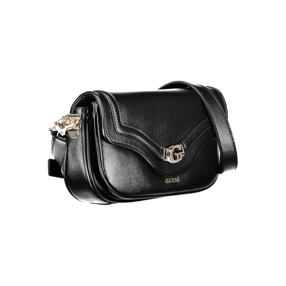 Handbag by Guess Jeans for women in polyethylene black & signature presents a ornamental silhouette, showcasing a secure snap, ample built-in-compartments, external-pockets, internal-pockets & cardholder, and versatile shoulder-strap, adjustable-strap & handle for a ornamental finish.