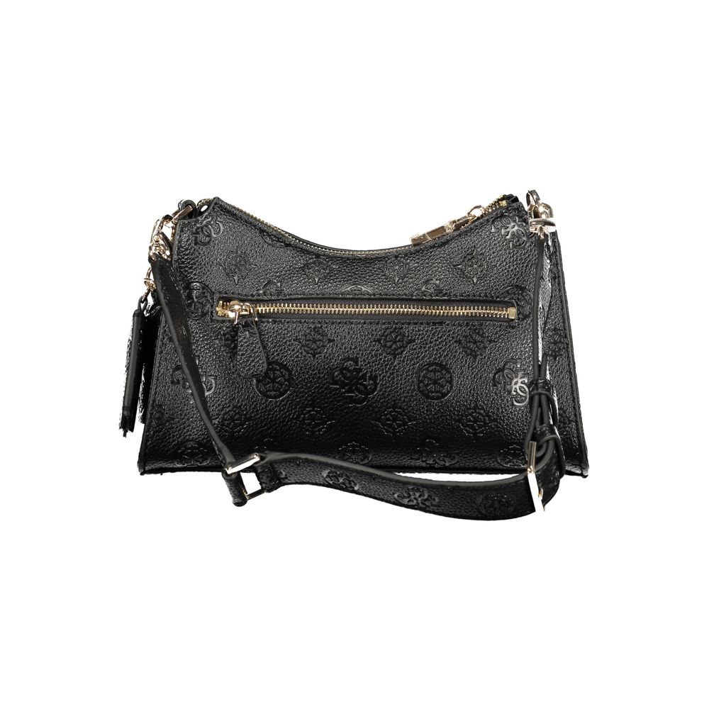 This Handbag by Guess Jeans for women in polyethylene and black & signature presents a sculptural silhouette featuring a secure zipper, ample external-pockets, internal-pockets & cardholder, and versatile handle for a sculptural finish.