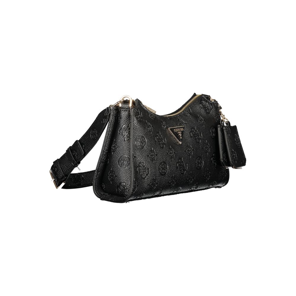 Handbag by Guess Jeans for women in polyethylene black & signature features a refined silhouette, showcasing a secure zipper, organized external-pockets, internal-pockets & cardholder, and versatile handle for a refined finish.