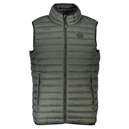 Vest by Gianmarco Venturi for men in polyamide green features an contemporary silhouette, showcasing refined pockets and a contemporary for a sophisticated layered look.