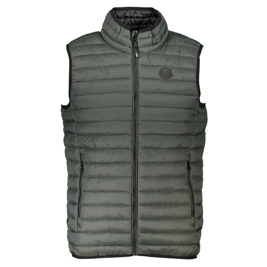 Vest by Gianmarco Venturi for men in polyamide green features an contemporary silhouette, showcasing refined pockets and a contemporary for a sophisticated layered look.
