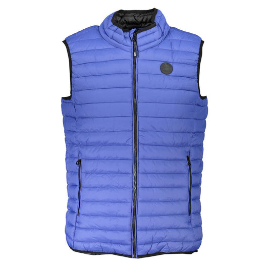 Vest by Gianmarco Venturi for men in polyamide blue showcases a utilitarian silhouette, artfully incorporating pockets and a utilitarian for a truly utilitarian finish.