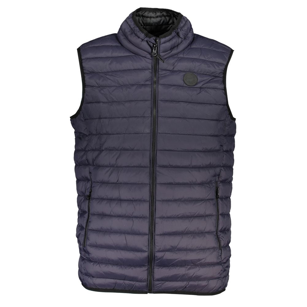 Vest by Gianmarco Venturi for men in polyamide blue features a chic silhouette, expertly detailed with a refined and premium lightweight & pockets for a truly chic look.