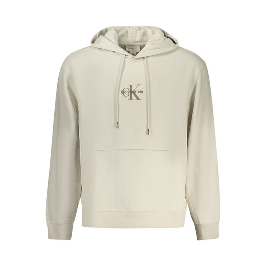 Hooded Sweatshirt Hoodie by Calvin Klein for men in stretch cotton beige features an luminous silhouette, showcasing a sophisticated hooded neckline and for a truly luminous look.