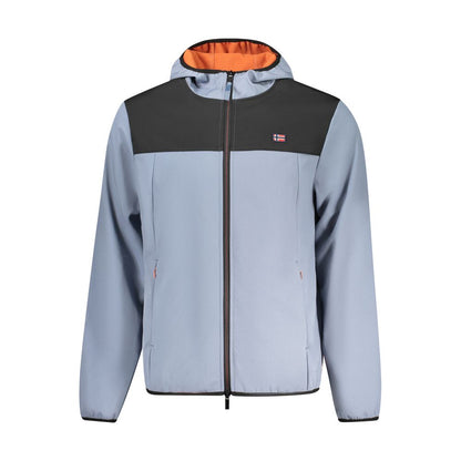 Hooded Windbreaker Jacket by Norway 1963 for men in stretch polyester blue & signature features an enduring silhouette, showcasing technical pockets, hooded & windproof and a sophisticated hooded neckline for a truly enduring aesthetic.