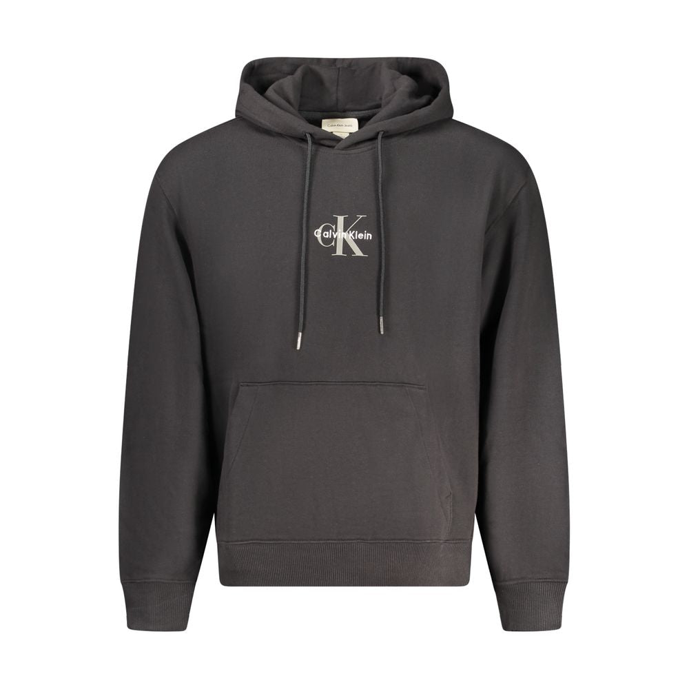 Hooded Sweatshirt Hoodie by Calvin Klein for men in stretch cotton black & print features an avant-garde silhouette, showcasing a sophisticated hooded neckline and detail for a truly avant-garde finish.