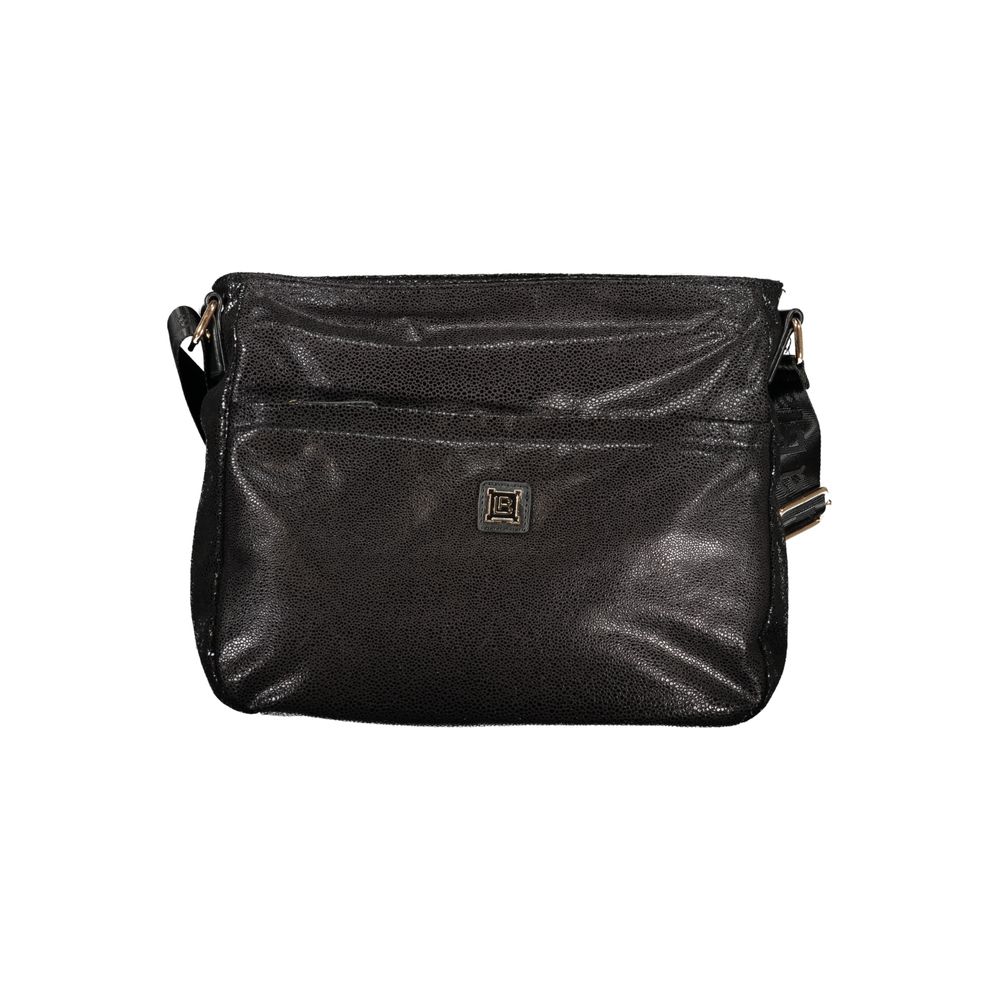 Handbag by Laura Biagiotti for women in polyester viscose modal & nickel black & signature features a ornamental silhouette, showcasing a secure zipper, ample document-holder, external-pockets & internal-pockets, and ornamental shoulder-strap & adjustable-strap for a sophisticated look.