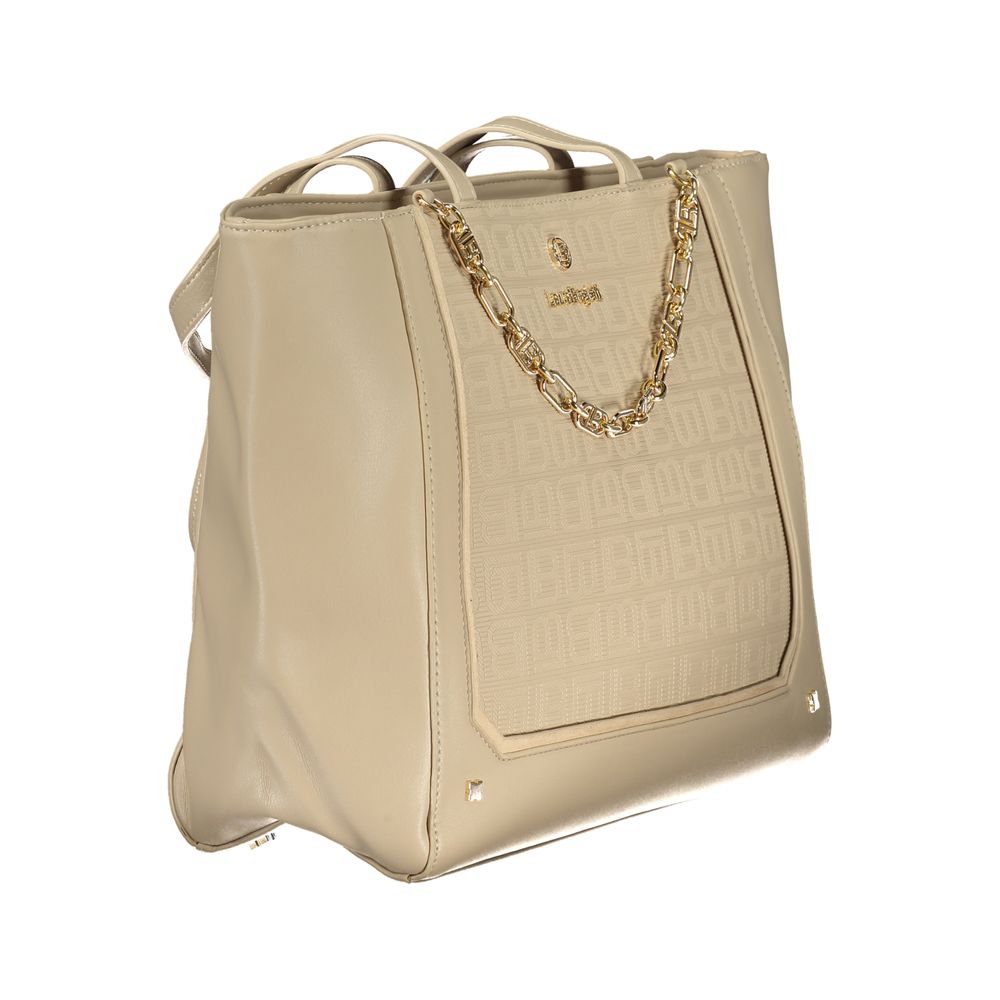 Handbag by Laura Biagiotti for women in pvc viscose modal & nickel beige & signature features an refined silhouette, showcasing a secure zipper, ample internal-pockets, and versatile handle for a sophisticated refined aesthetic.