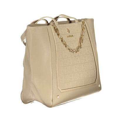 Handbag by Laura Biagiotti for women in pvc viscose modal & nickel beige & signature features an refined silhouette, showcasing a secure zipper, ample internal-pockets, and versatile handle for a sophisticated refined aesthetic.