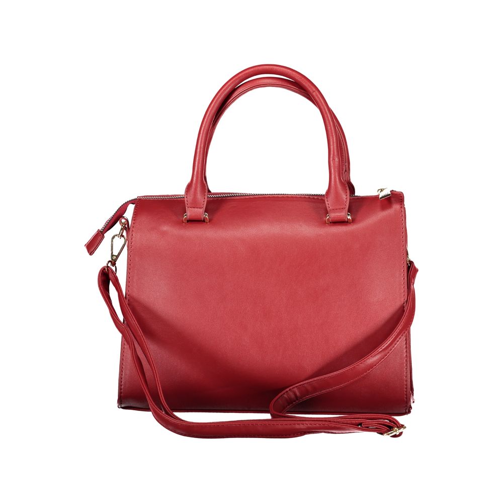 Handbag by Laura Biagiotti for women in pvc red features a signature silhouette, showcasing a secure zipper and signature internal-pockets with versatile shoulder-strap, handle & adjustable-strap for a sophisticated look.