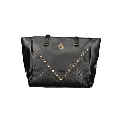 This Shoulder Handbag by Laura Biagiotti for women in pvc viscose modal & nickel and black & signature presents a sculptural silhouette featuring a secure zipper, ample internal-pockets, and versatile shoulder-strap & handle for a sculptural finish.