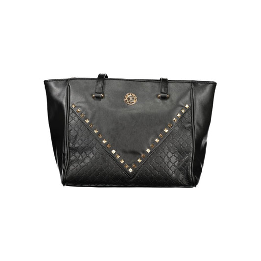 This Shoulder Handbag by Laura Biagiotti for women in pvc viscose modal & nickel and black & signature presents a sculptural silhouette featuring a secure zipper, ample internal-pockets, and versatile shoulder-strap & handle for a sculptural finish.