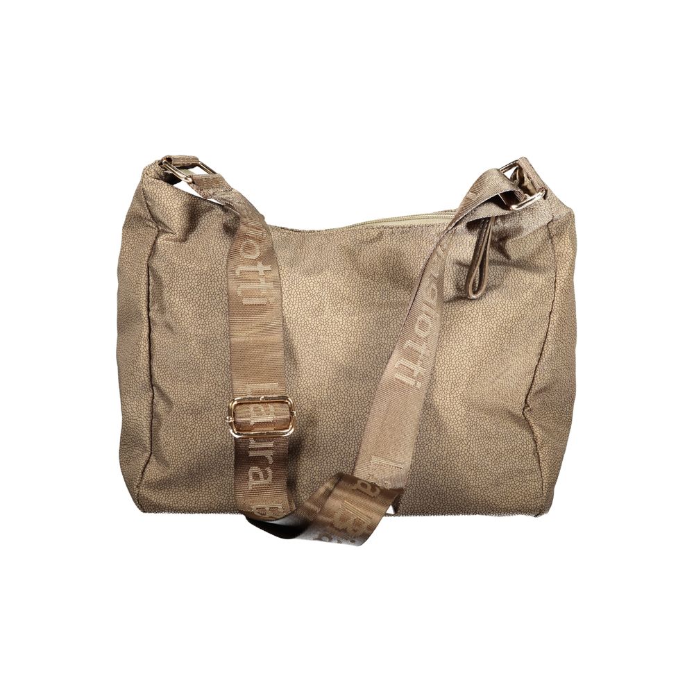 Handbag by Laura Biagiotti for women in polyester viscose modal & nickel beige features a signature silhouette, showcasing a secure zipper and signature document-holder, external-pockets & internal-pockets with versatile shoulder-strap & adjustable-strap for a sophisticated look.