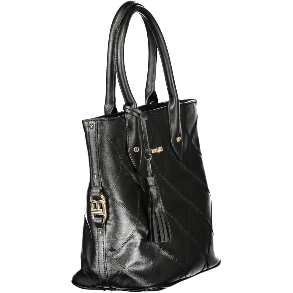 Handbag by Laura Biagiotti for women in pvc viscose modal & nickel black features a exquisite silhouette, showcasing a secure zipper and exquisite document-holder with versatile shoulder-strap, adjustable-strap & handle for a exquisite finish.