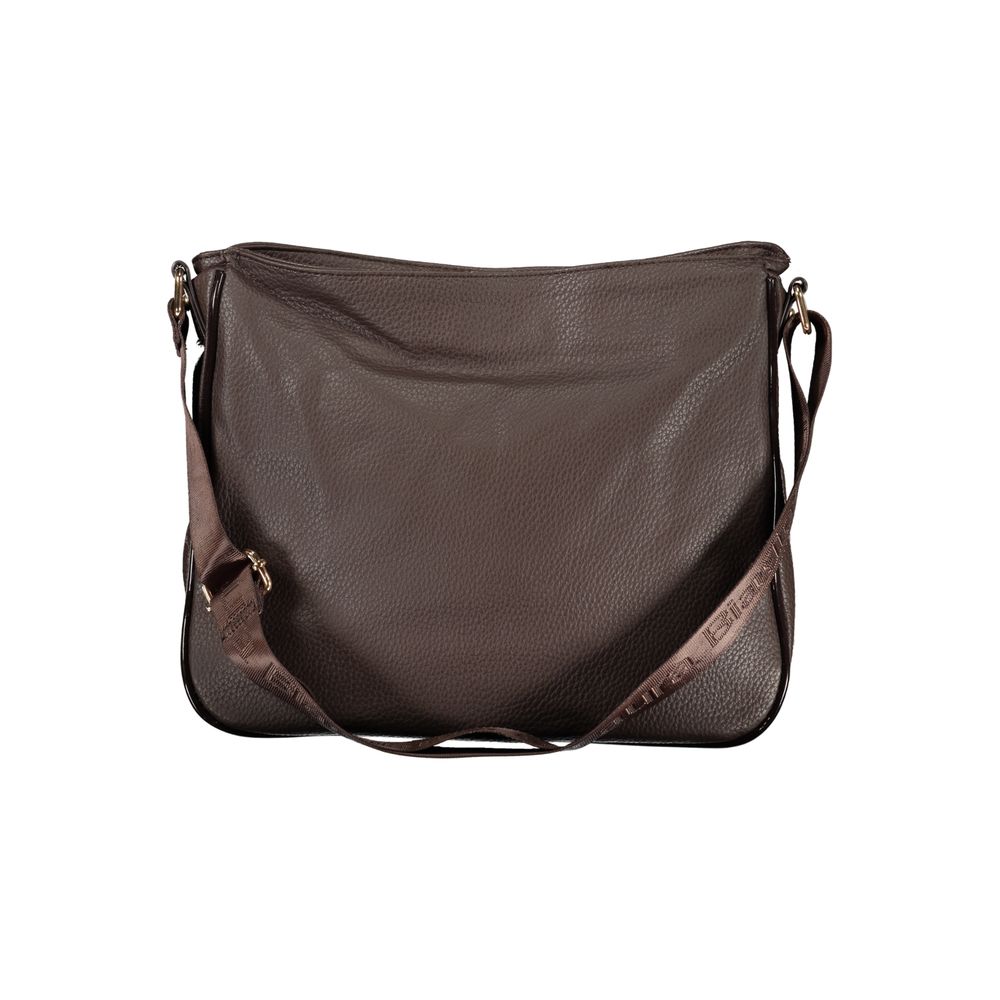 Handbag by Laura Biagiotti for women in pvc brown features a ornamental silhouette, showcasing a secure zipper, ample document-holder & internal-pockets, and ornamental shoulder-strap & adjustable-strap for a sophisticated look.