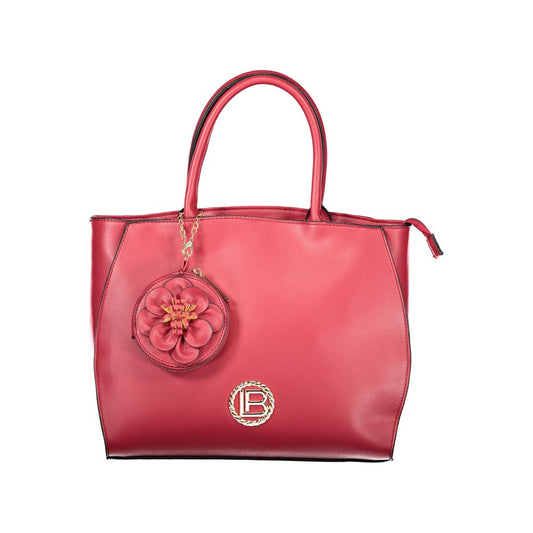 Handbag by Laura Biagiotti for women in pvc viscose modal & nickel red & signature features a refined silhouette, showcasing a secure zipper, organized document-holder, removable-pouch, internal-pockets & coin-purse, and versatile shoulder-strap, adjustable-strap & handle for a refined finish.