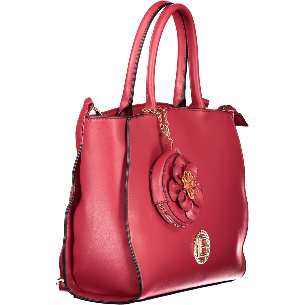 Handbag by Laura Biagiotti for women in pvc viscose modal & nickel red & signature presents a ornamental silhouette, showcasing a secure zipper, ample document-holder, removable-pouch, internal-pockets & coin-purse, and versatile shoulder-strap, adjustable-strap & handle for a ornamental finish.