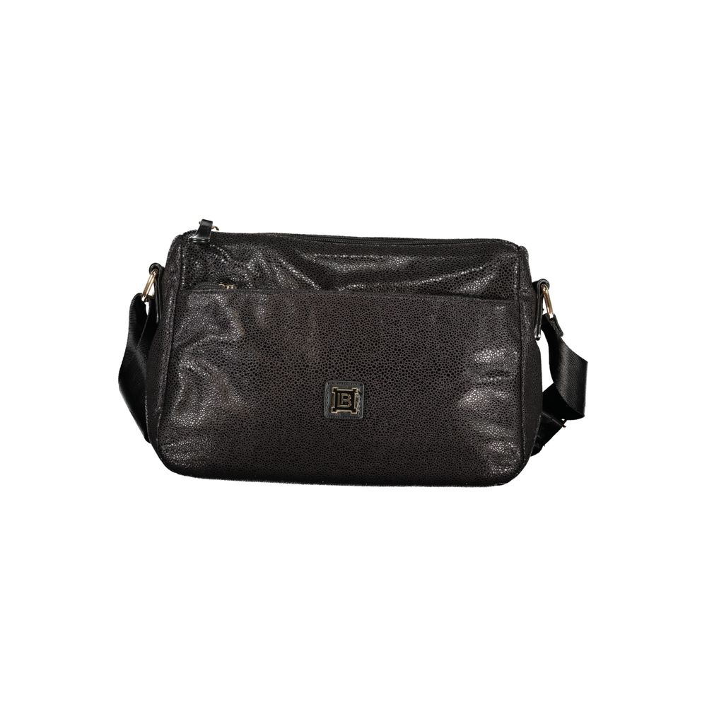 Handbag by Laura Biagiotti for women in polyester viscose modal & nickel black features a refined silhouette, showcasing a secure zipper, organized document-holder & internal-pockets, and versatile shoulder-strap & adjustable-strap for a refined finish.