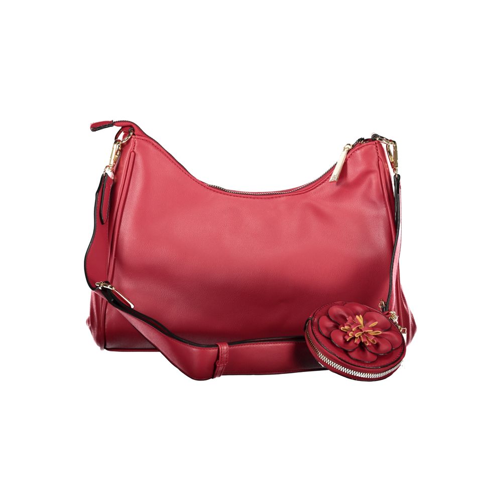 This Handbag by Laura Biagiotti for women in pvc and red & signature presents a sculptural silhouette featuring a secure zipper, ample document-holder, removable-pouch, internal-pockets & coin-purse, and versatile shoulder-strap & adjustable-strap for a sculptural finish.