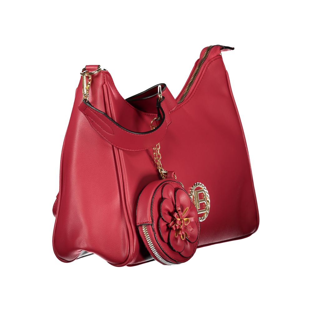 Handbag by Laura Biagiotti for women in pvc red & signature features an refined silhouette, showcasing a secure zipper, ample document-holder, removable-pouch, internal-pockets & coin-purse, and versatile shoulder-strap & adjustable-strap for a sophisticated refined aesthetic.