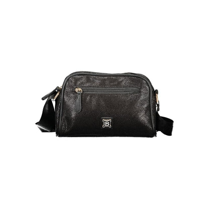 Handbag by Laura Biagiotti for women in polyester viscose modal & nickel black features a ornamental silhouette, showcasing a secure zipper, ample external-pockets & internal-pockets, and ornamental shoulder-strap & adjustable-strap for a sophisticated look.