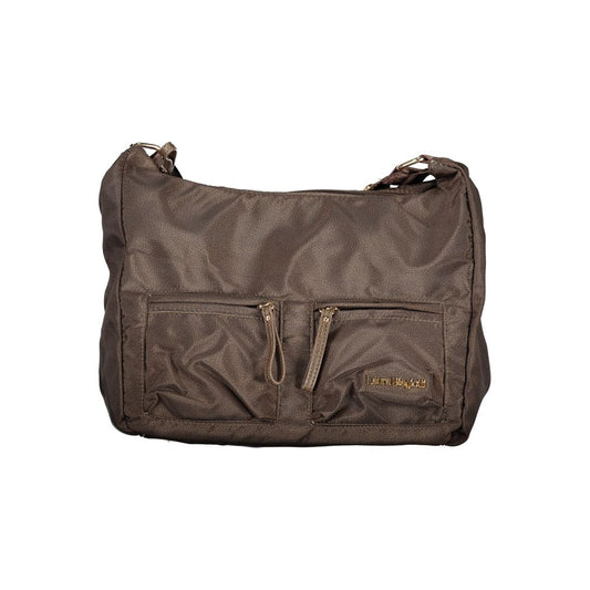 Handbag by Laura Biagiotti for women in polyester viscose modal & nickel brown presents a ornamental silhouette, showcasing a secure zipper, ample document-holder, external-pockets & internal-pockets, and versatile shoulder-strap & adjustable-strap for a ornamental finish.