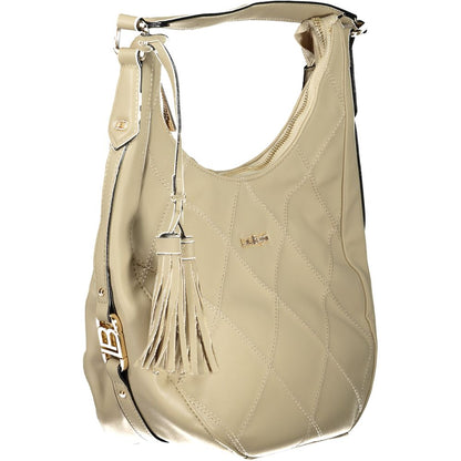 Handbag by Laura Biagiotti for women in pvc viscose modal & nickel beige features a signature silhouette, showcasing a secure zipper and signature internal-pockets with versatile shoulder-strap & adjustable-strap for a sophisticated look.