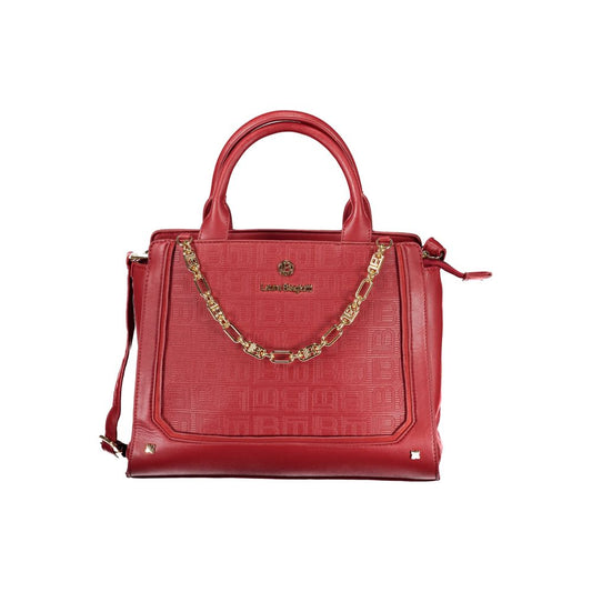 Handbag by Laura Biagiotti for women in pvc viscose modal & nickel red features a signature silhouette, showcasing a secure zipper and signature document-holder & internal-pockets with versatile shoulder-strap, adjustable-strap & handle for a sophisticated look.