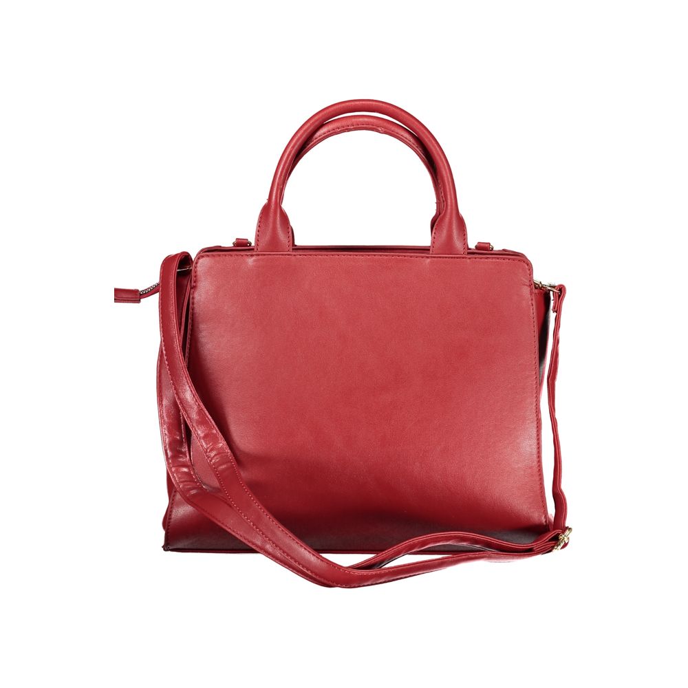 Handbag by Laura Biagiotti for women in pvc viscose modal & nickel red features a ornamental silhouette, showcasing a secure zipper, ample document-holder & internal-pockets, and ornamental shoulder-strap, adjustable-strap & handle for a sophisticated look.