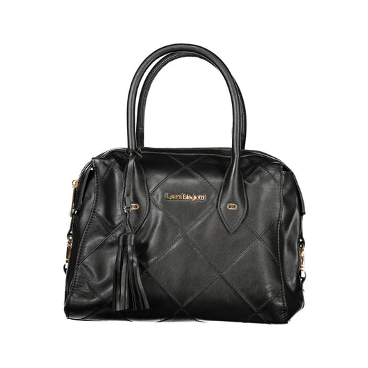This Handbag by Laura Biagiotti for women in pvc viscose modal & nickel and black presents a sculptural silhouette featuring a secure zipper, ample document-holder, and versatile shoulder-strap, adjustable-strap & handle for a sculptural finish.