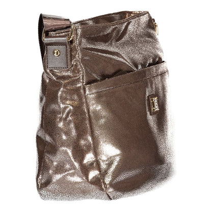 Handbag by Laura Biagiotti for women in modal nickel polyester & viscose bronze presents a ornamental silhouette, showcasing a secure zipper, ample built-in-compartments, document-holder, external-pockets & internal-pockets, and versatile shoulder-strap & adjustable-strap for a ornamental finish.